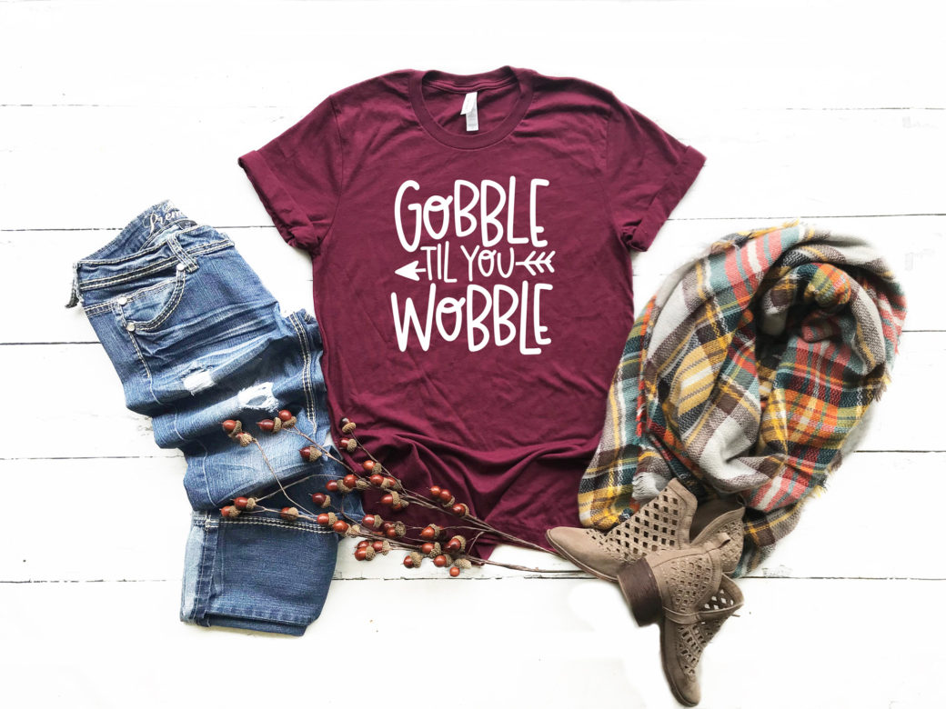 Gobble til You Wobble Maroon T-Shirt